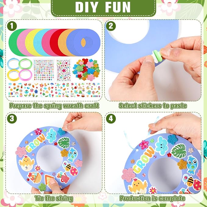 Hollowfly 48 Sets Spring Craft Kits Bulk DIY Spring Wreath Hanging Ornaments - Image 4