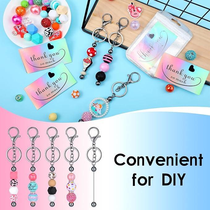 Sasylvia 60 Pcs Beadable Keychain Bars Bulk Making Kit 20 Beaded Keychain 20 - Image 6