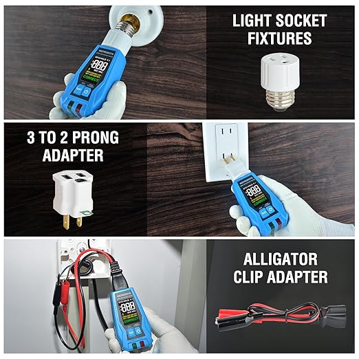 Circuit Breaker Finder Tool with Accessories, 90-135V AC Digital Breaker Finder with Integrated GFCI Outlet Tester, Circuit Tracer with Buzzer Alarm & Color Display, Includes Carrying Case