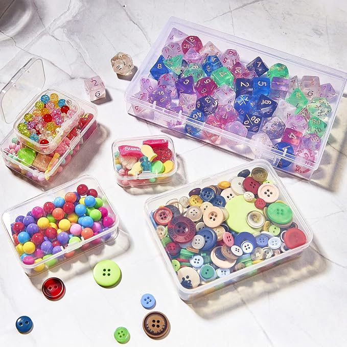 24 Pack Mixed Sizes Rectangular Mini Plastic Containers Clear Plastic Storage - Image 7