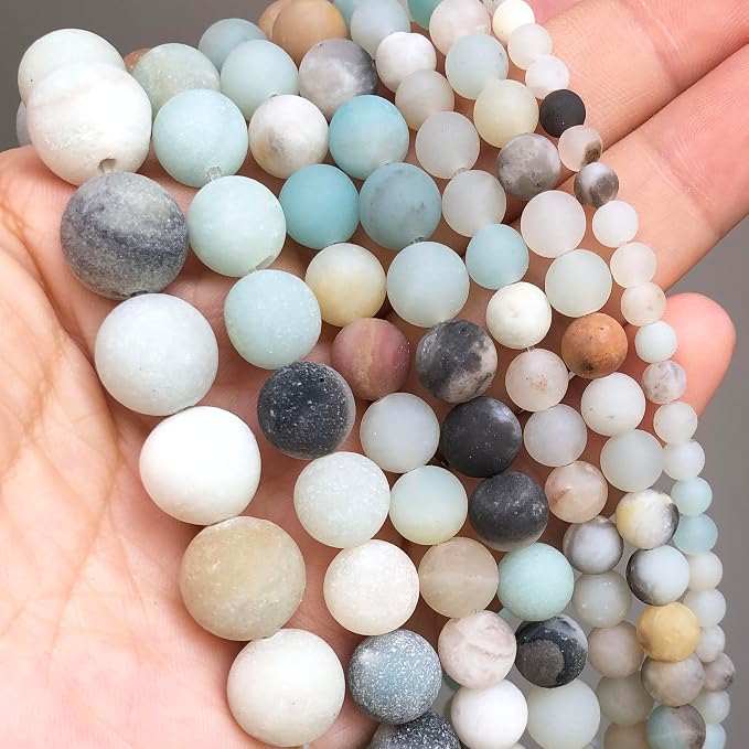 8mm Matte Amazonite Beads, 15-Inch Matte Round Loose Stone Beads - Image 8