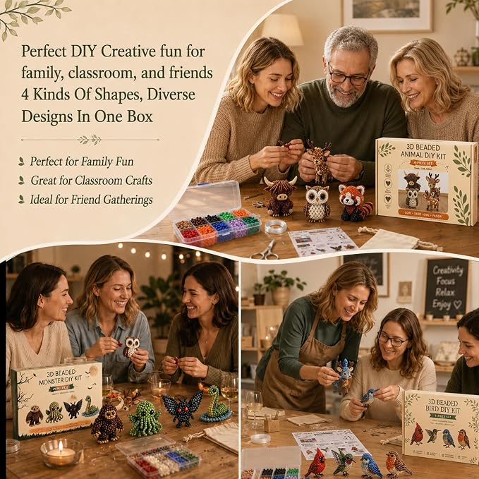 YADUO Tiny 3D Beaded Animal DIY Kit, Easy DIY Beading Embroidery Kit - Image 5