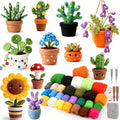 Needle Felting Kit for Beginners, 28 Colors Wool Roving DIY Succulent Plants by WESTBAY