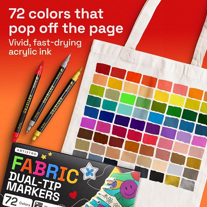 ARTISTRO 72 Dual-Tip Fabric Markers - Image 3