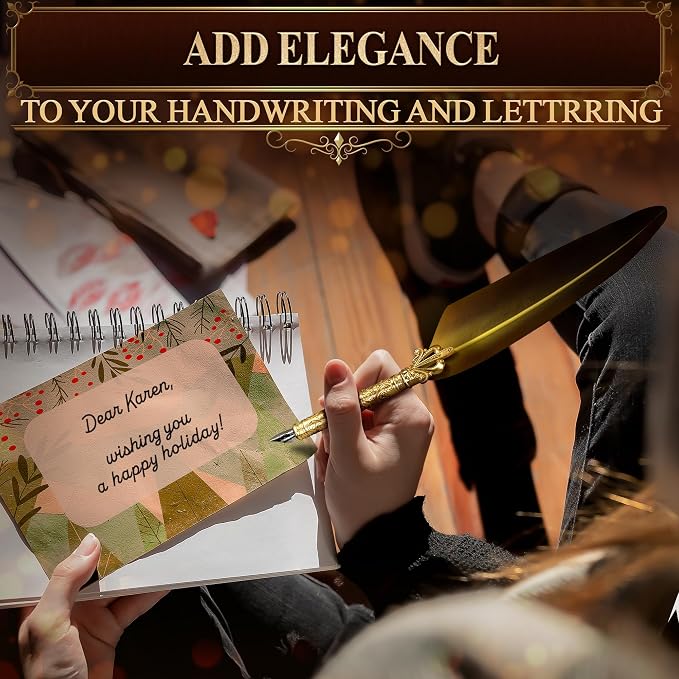 Antique Writing Quill and Ink Set – Stainless Steel Dip Pen Feather Quill Pen - Image 6