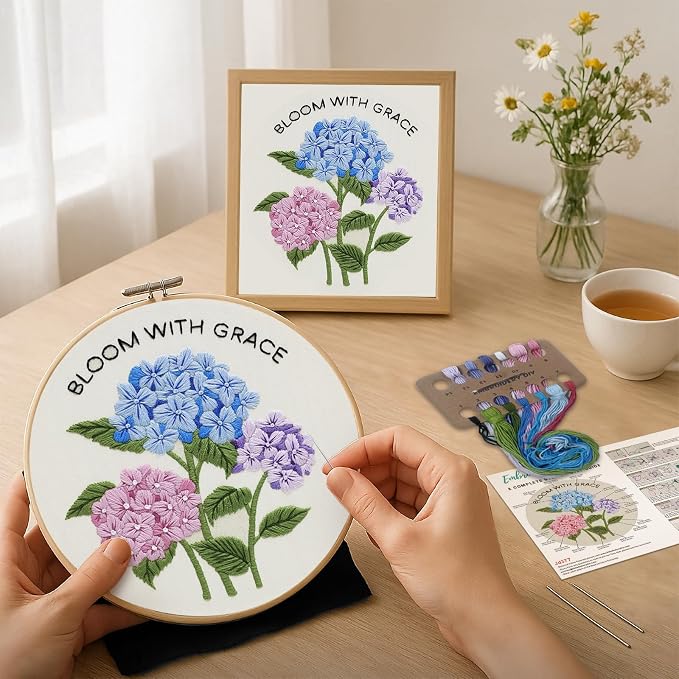 Nuberlic Hydrangea Embroidery Kits - Image 2