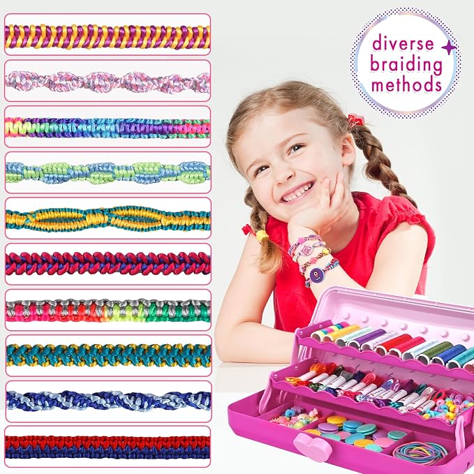 TingingYuli Friendship Bracelet Making Kit, 3-Layer Storage Box, Gift 6-12 | - Image 2