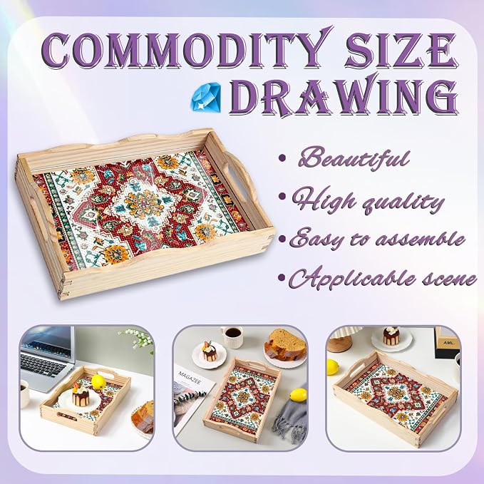 EWJRNSF Diamond Art Kits for Adults Wooden Serving Trays - Image 4