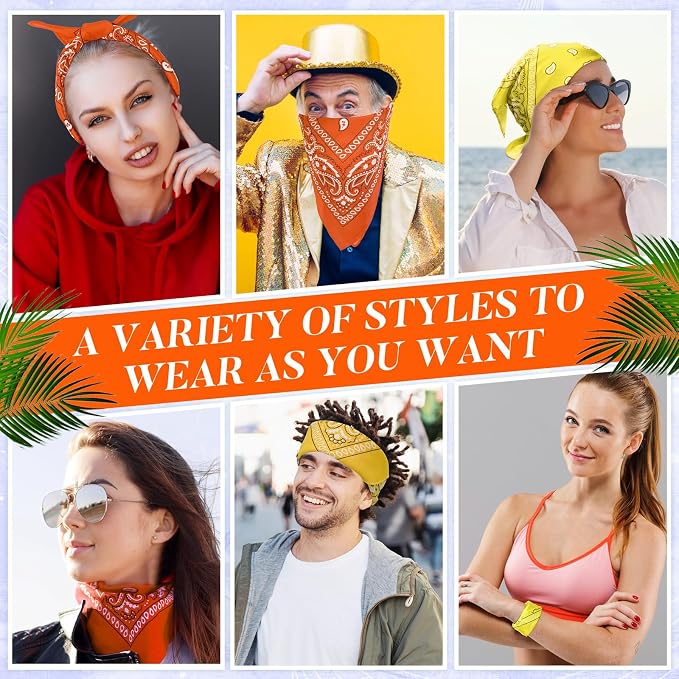 100 Pack Bandanas Unisex Paisley Bandanas Bulk Multi Purpose Cowboy Head Wrap - Image 3