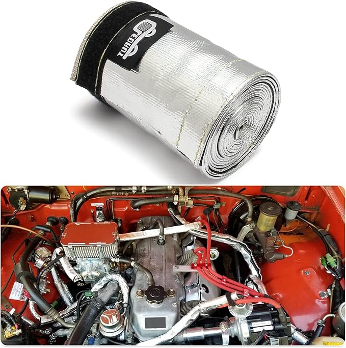 Heat Shroud Aluminized Sleeving Heat Shield fuel line wire heat sleeve 1-1/4''I.D. x 10FT with 20 Pcs 7.8Inch Stainless Steel Cable Metal Zip Ties