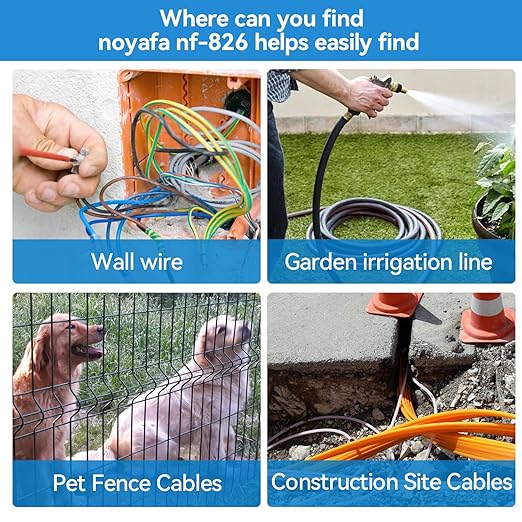 NOYAFA NF-826 Underground Cable Locator Wire Tracker, for Dog Fence Cables Irrigation, Wall and Underground Pipeline Wire Detector, Advanced Circuit Breaker Finder for Wall and Underground Cables