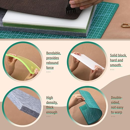 4 Pcs Leather Punch Pads, Leather Cutting Mat, Sound Absorbing Pad and A4 Self - Image 4