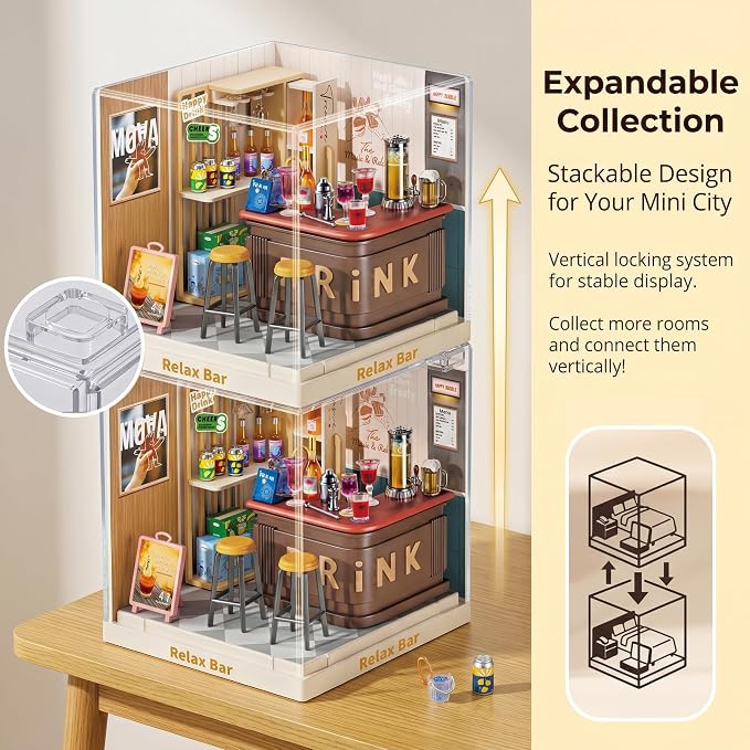 Relax Bar Miniature House Kit, Plastic DIY Dollhouse - Image 5