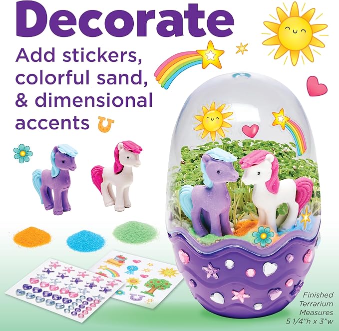 Creativity for Kids Mini Garden: Pony Terrarium Kit | Summer Crafts for Kids | - Image 4
