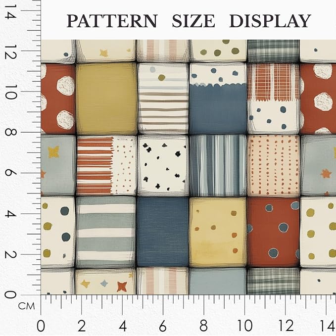Soft Neutral Patchwork Cotton Fabric Panel 61 x 36.6 Inches, Minimal Geometric - Image 3