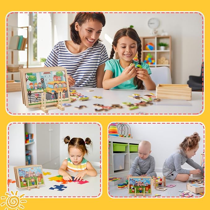 Barydat 2 Pcs Wooden Puzzle Holder Stand, Puzzle Display Rack | Puzzle Storage - Image 5