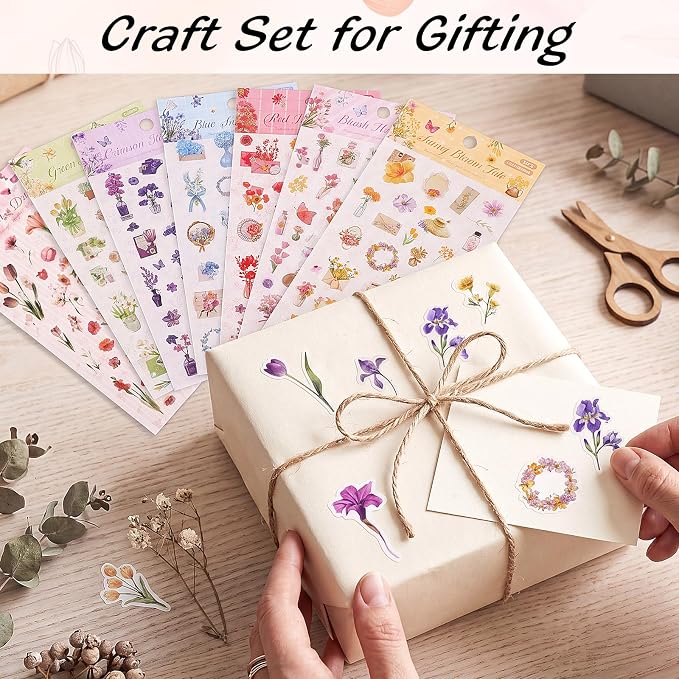 Pengxiaomei 375 Pcs French Flower Stickers - Image 6