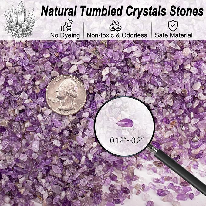 3 Lb Amethyst Crushed Stones Quartz Crystals Chips Bulk, Natural Tumbled - Image 2