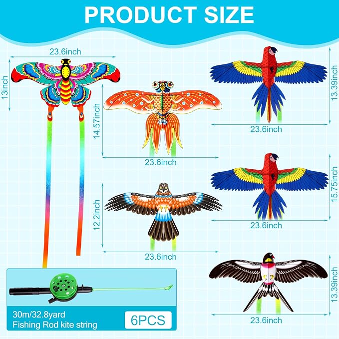 Simgoing 6 Pcs Large Fishing Rod Kite - Image 4