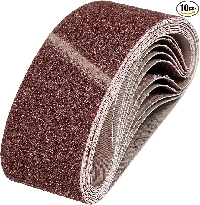 HARFINGTON 3 x 18 Inch Sanding Belts, 10 Pcs 50 Grit Aluminum Oxide Abrasive Belt Sander File Belt for Woodworking, Metal Polishing, Knife Sharpener