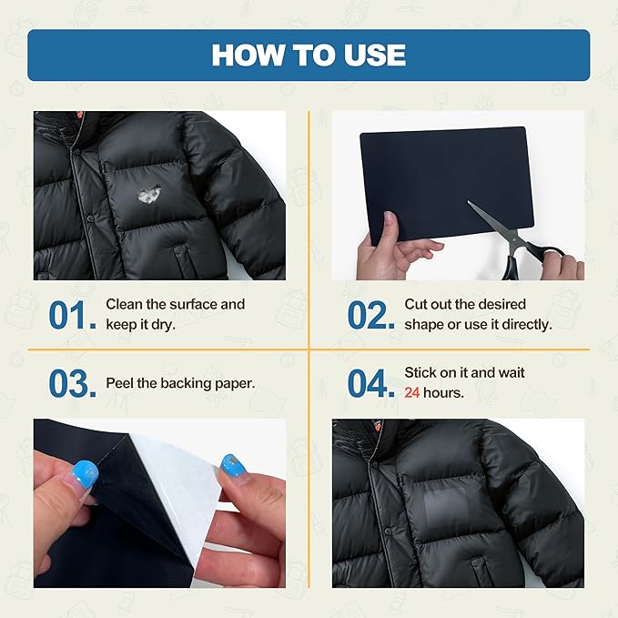 KING MOUNTAIN Self Adhesive Nylon Fabric Repair Patch, 9×11 Inches 4 Pcs, Quick Down Jacket Repair Patch, Waterproof Outdoor Gear Patch Kit for Tent,Backpacks, Umbrella, Gloves, Sleeping Bag (Blue