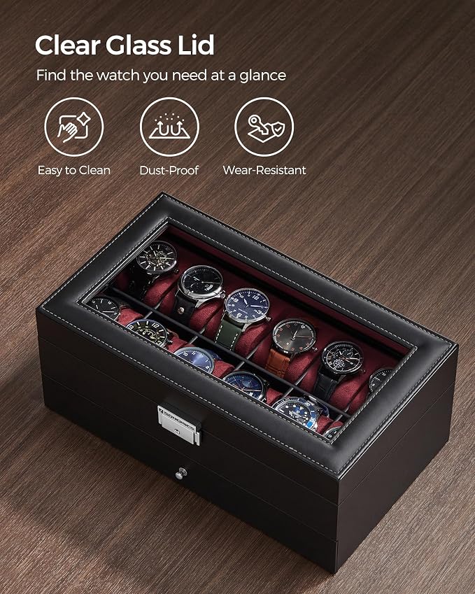 SONGMICS Watch Box, 12-Slot Watch Case Organizer - Image 6