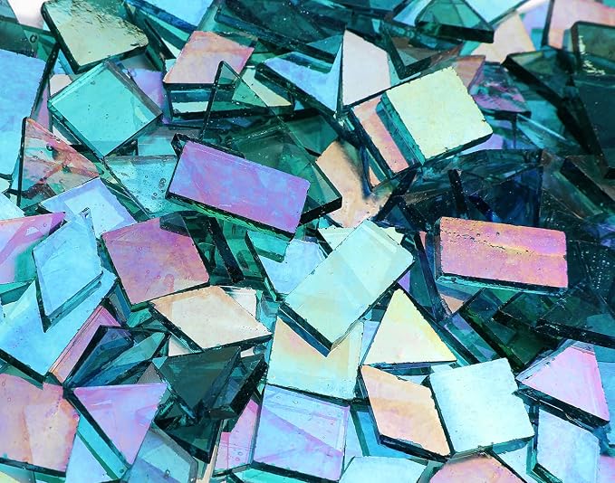 Lanyani Iridescent Mosaic Glass Tiles 200 Pieces Bulk Stained Glass Tile - Image 3