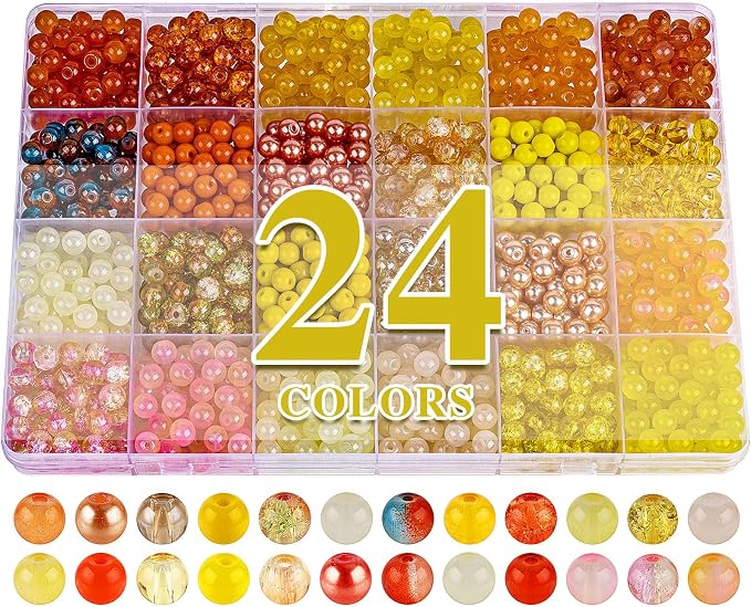 XSEINO About 1200PCS 6mm Glass Beads Bracelet Making Kit, 24 Assorted Warm by XSEINOiscreating%EF%BC%81