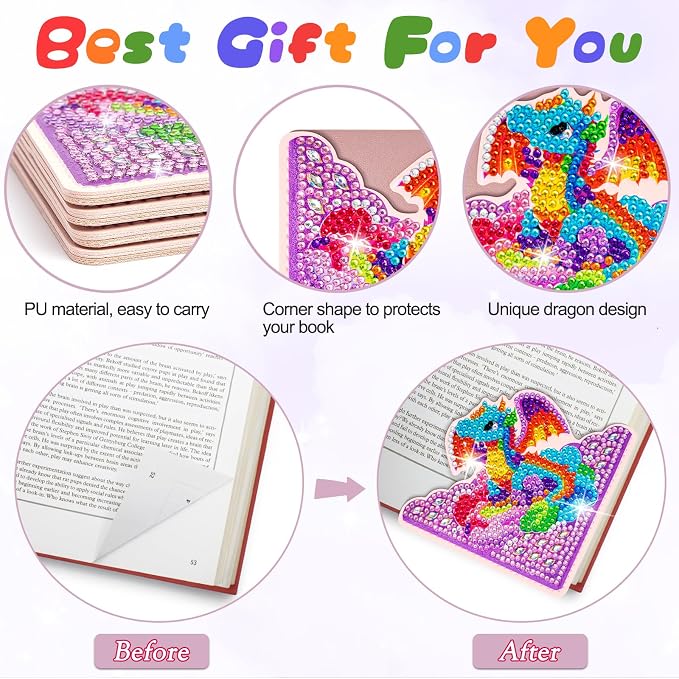 WIVICO 4Pcs Diamond Painting Bookmarks, Diamond Pearl Art Kits - Image 3