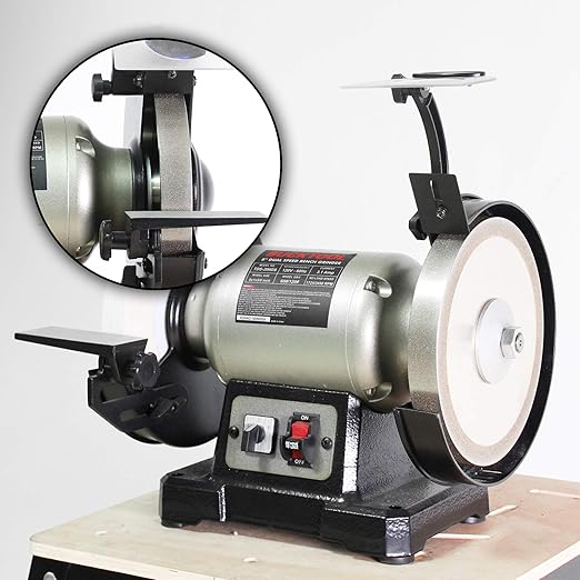 BUCKTOOL 80 Grit 8 Inch CBN Grinding Wheel, 1" Wide, 5/8" Arbor Cubic Boron Nitride Sharpening Wheel for Sharpening Wood-Turning Tools, Chisels, Hardcore and More