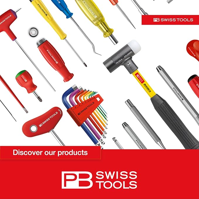 PB SWISS TOOLS Long Hex Key L-Wrenches PB 214Z.H CN | 100% Swiss Made | 7-Piece Allen Key Set (Inch) Size 3/32" to 5/16" in Practical Holder