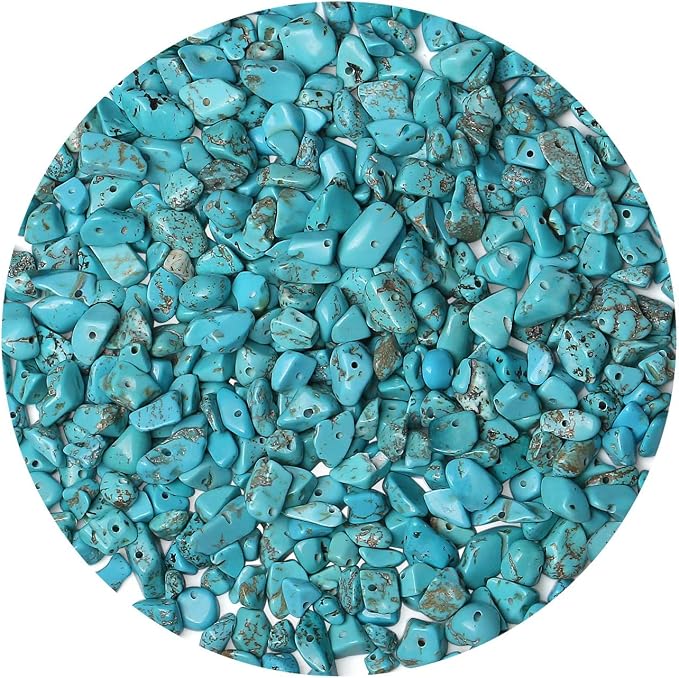LAIDANLA Blue Turquoise 400pcs Natural Chip Stone Beads 5-8mm Healing Crystal by LAIDANLA