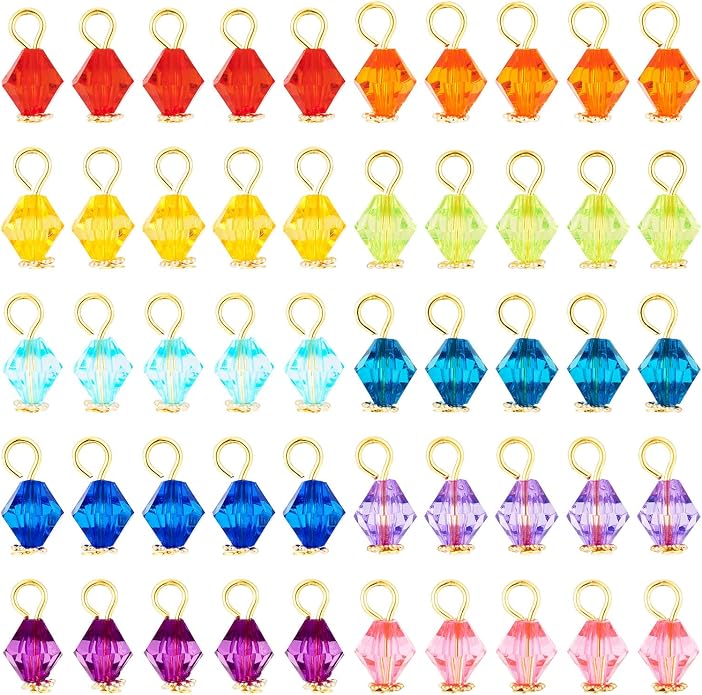 Cheriswelry 100Pcs Faceted Bicone Charms Acrylic Bicone Dangle Earring Charms - Image 7