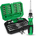 SK 22-in-1 Ratcheting Screwdriver with Nut Drivers, 216-P Multi-bit Screwdriver, Phillips, Slotted, Star, Square Bits Stored in Handle, Organized in Storage Toolbox