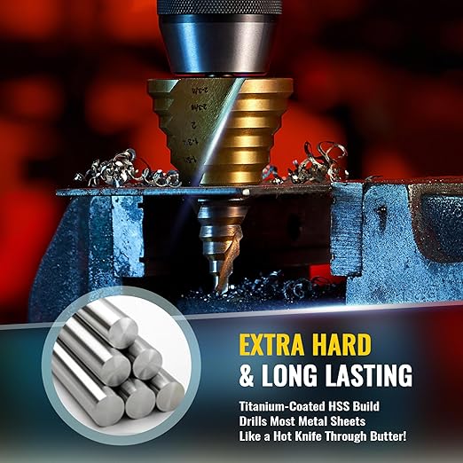ZELCAN Large HSS Spiral Groove Step Drill Bit, 12 Sizes Titanium High Speed Steel 1/4" to 2-3/8" Drill Bit for Sheet Aluminium Metal Wood Hole Drilling, Big Multiple Hole Stepped Up Bit for DIY Lovers
