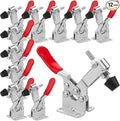 Adjustable Toggle Clamp 12 Pack 201-B Style Quick Release Toggle Latch Hold Down Clamp Antiskid Red Horizontal Clamps 360Lbs Holding Capacity Quick Release Woodworking Tool