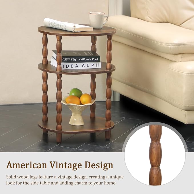 MaxSmeo Side Table with Charging Station, 3-Tier Small End Table with USB Ports - Image 5