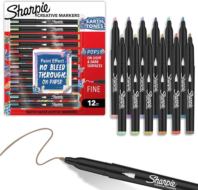 Sharpie Creative Markers, Earth Tones, Water-Based Acrylic Paint Markers by Unknown