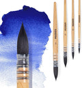 MEEDEN Watercolor Brushes Professional - 4 Pack Synthetic Squirrel Hair Artist Paint Brushes Set with Beech Wood Handle Great for Artists Hobbyists