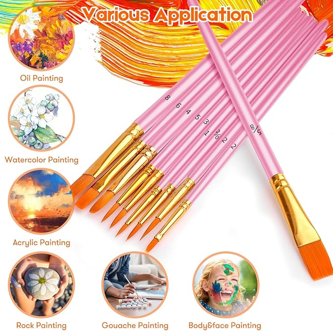 Soucolor 24Pcs Acrylic Paint Brushes Set, Halloween Arts and Crafts - Image 3