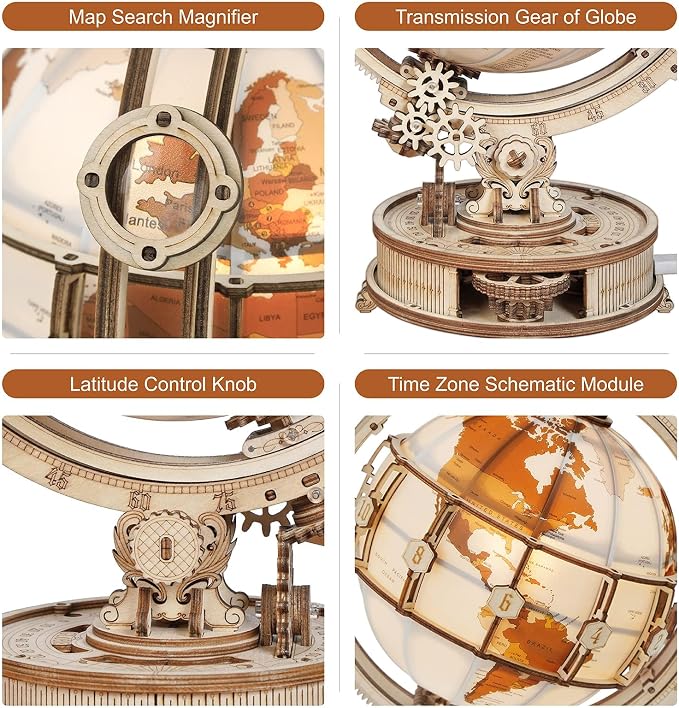 ROKR 3D Wooden Puzzles for Adults Illuminated Globe - Image 3