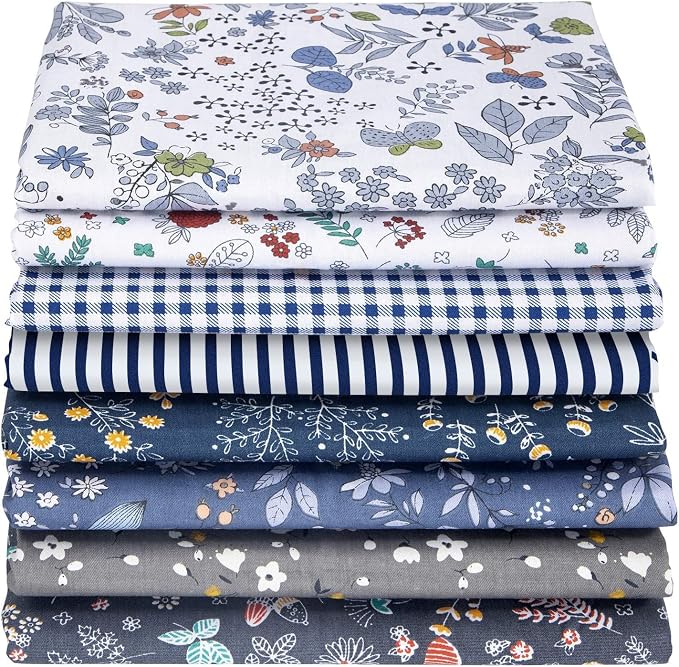 Aubliss 8pcs Fat Quarter Fabric Bundles 20'' x 20'' Cotton Craft Fabric Pre-Cut - Image 8