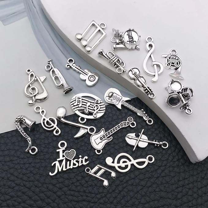 WOCRAFT 60pcs Antique Silver Music Bracelet Charms - Image 3