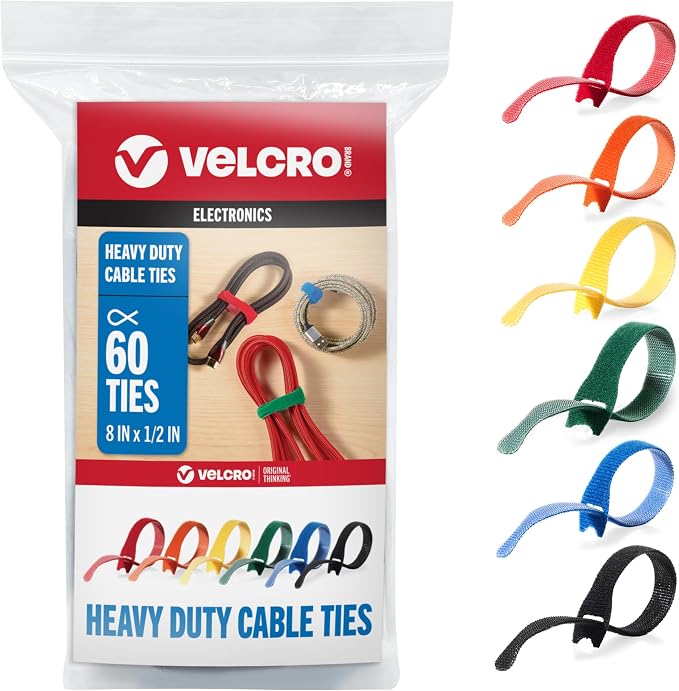 VELCRO Brand ONE-WRAP Cable Ties | 60Pk | 8 x 1/2" Straps by VELCROBrand
