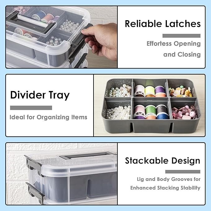 CraftGenes Grey&White Modern Plastic Storage Box - Image 4