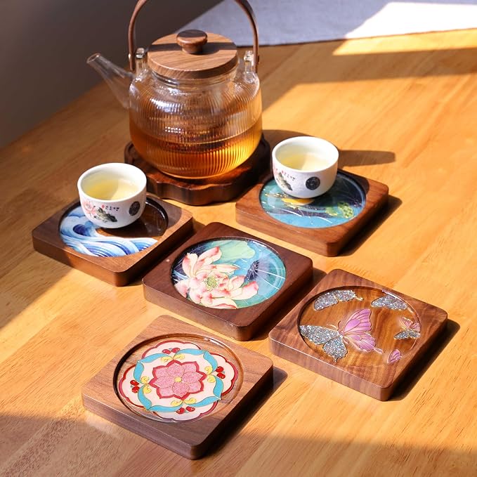 Wooden Coasters Craft Kits – Filigree Enamels Painting DIY Coasters Art - Image 6
