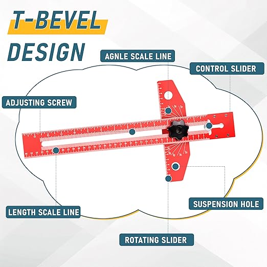 Woodworking Scriber Marking Line Ruler，Adjustable Aluminum Alloy Sliding T-Square Ruler，Precision Line Drawing with Angle Adjustment, Tool for Engineering, Architecture ，Design Drawing