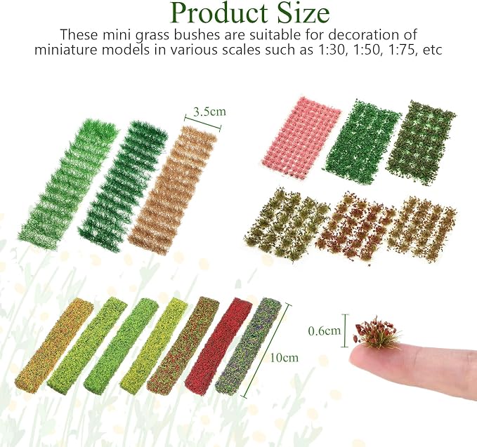 Redbaker 288 Pcs Static Grass Tuft Flower Cluster Vegetation Groups Self - Image 2