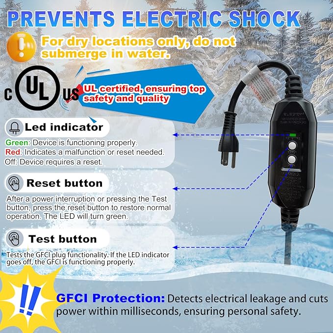 HEATIT In Pipe Safe Certified Self Regulating Heating Cable Pre-Assembled Heat Tape Highest Quality Pipe Freeze Protection NSF/ANSI/CAN 61 Certified 120V, 100FT