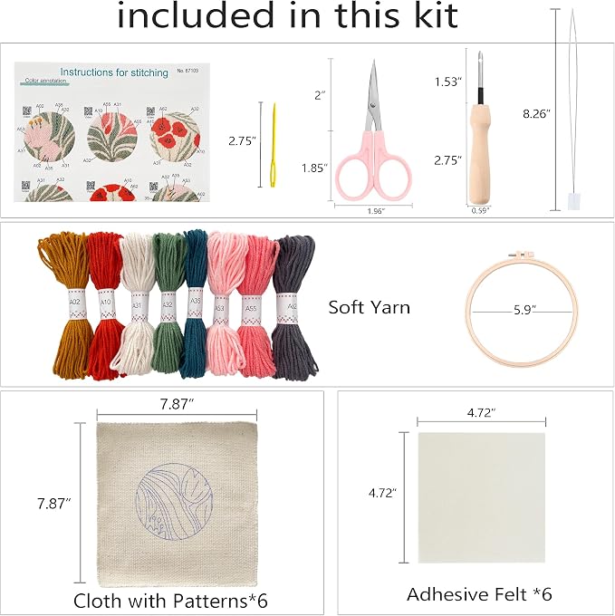 Myfelicity Punch Needle Kit, 6-Piece Set-Punch Needle Coaster Kit, - Image 5